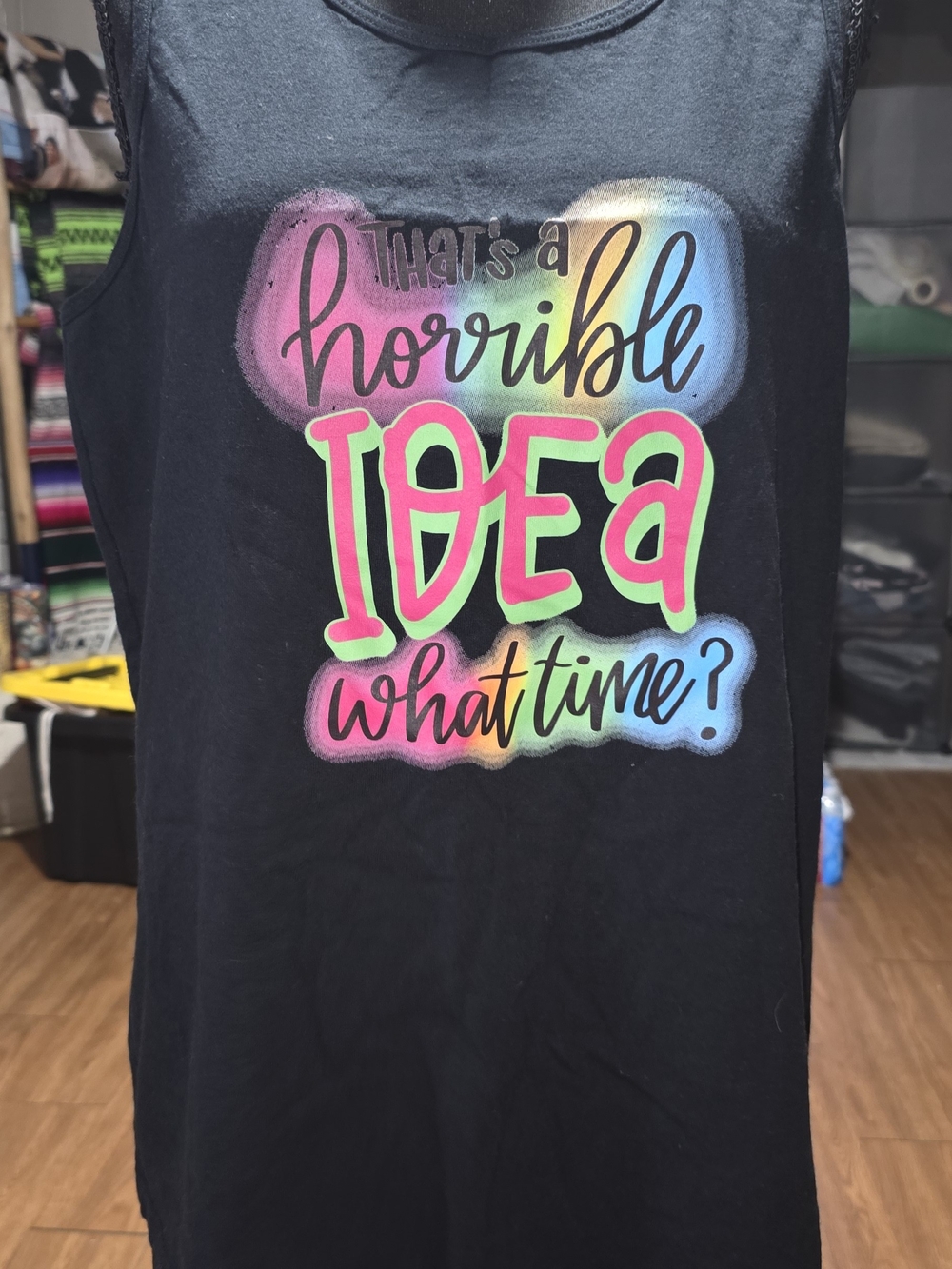 Gildan Black Heavy Cotton Tee with Pink Accent